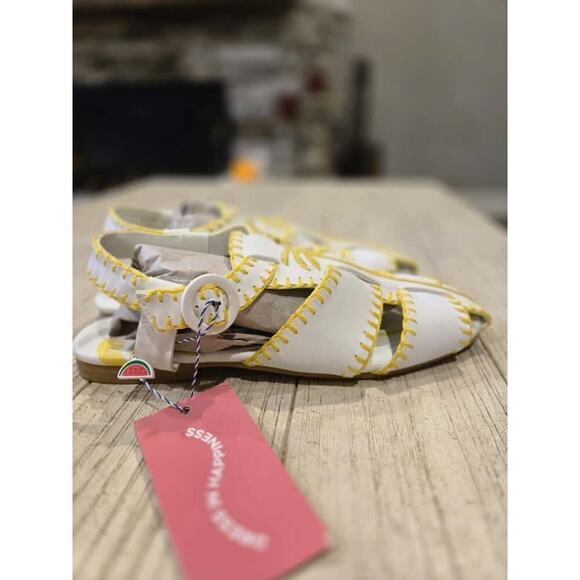 Farm Rio Women's White Slingback Sandals Palm Tree Whipstitch Casual Size 8 - Picture 4 of 11